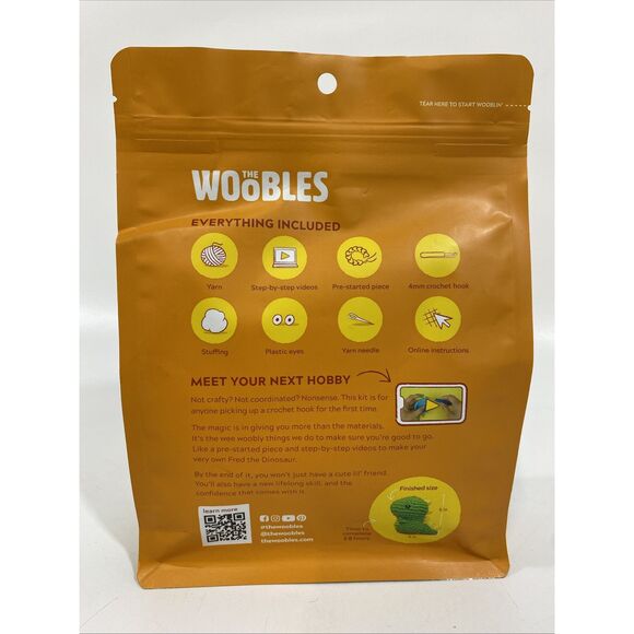 NEW/SEALED-THE WOOBLES LEARN TO CROCHET KIT FOR BEGINNERS-FRED THE DINOSAUR - Picture 2 of 4